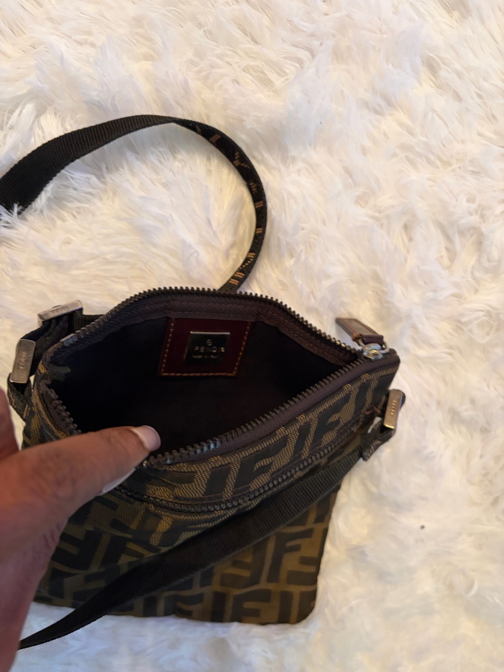 Fendi Brown and Black Monogram Messenger Crossbody